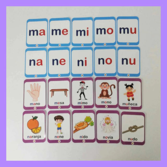 Flash cards sílabas simples (mayúsculas y minúsculas)